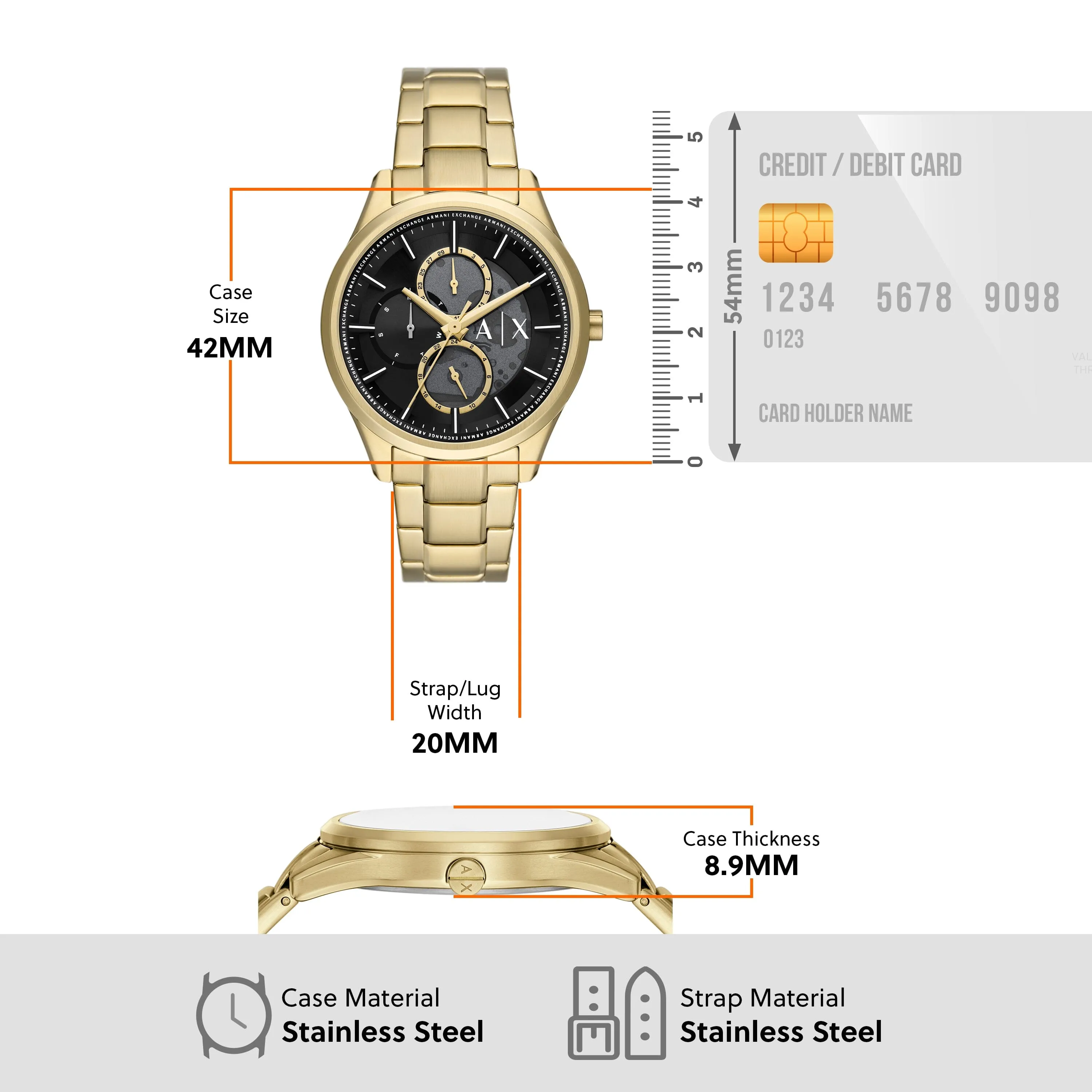 Armani Exchange Multifunction Gold-Tone Stainless Steel Watch AX1875