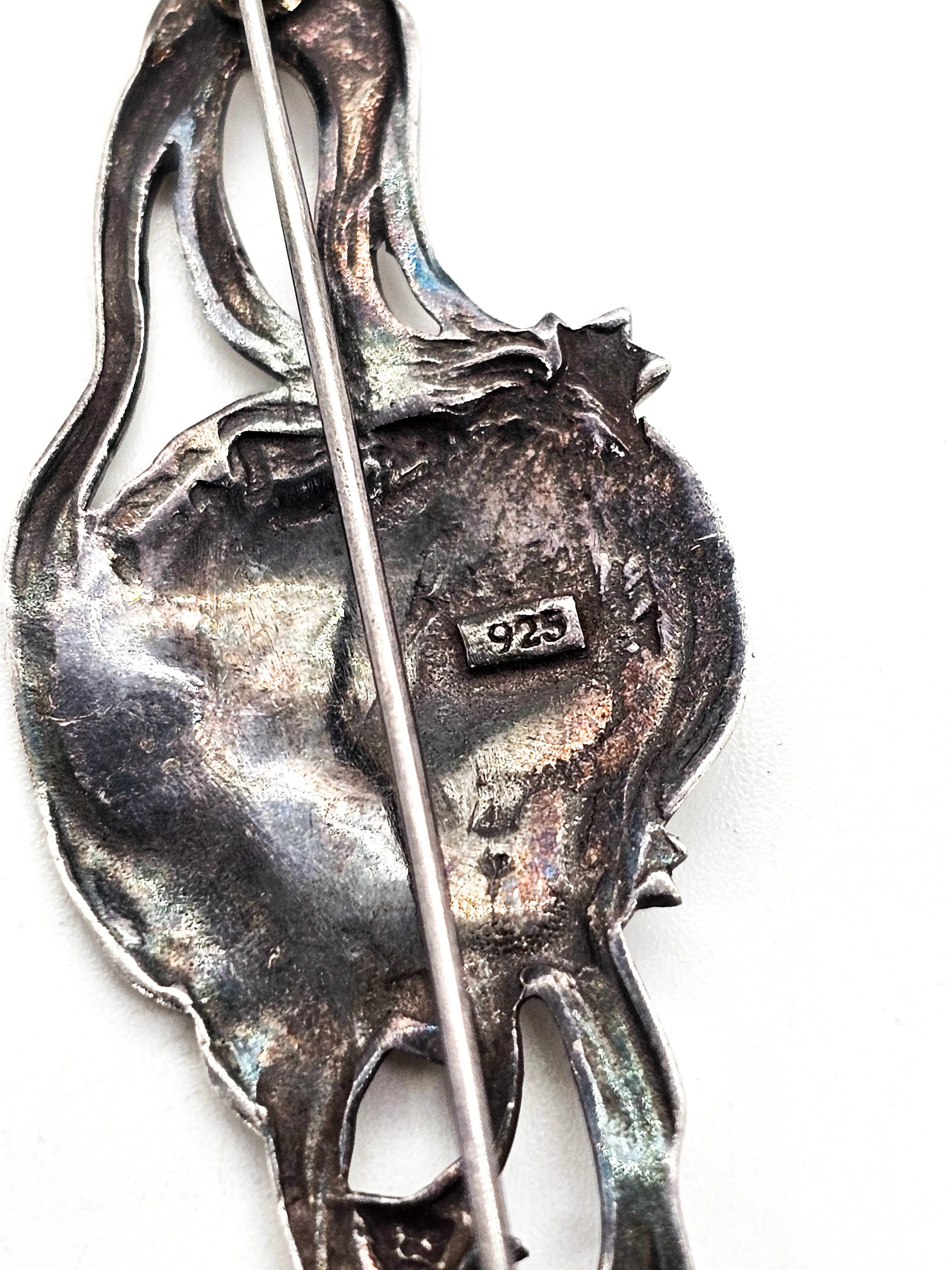 Art Nouveau style Celestial Nymph woman lady Liberty sterling silver brooch