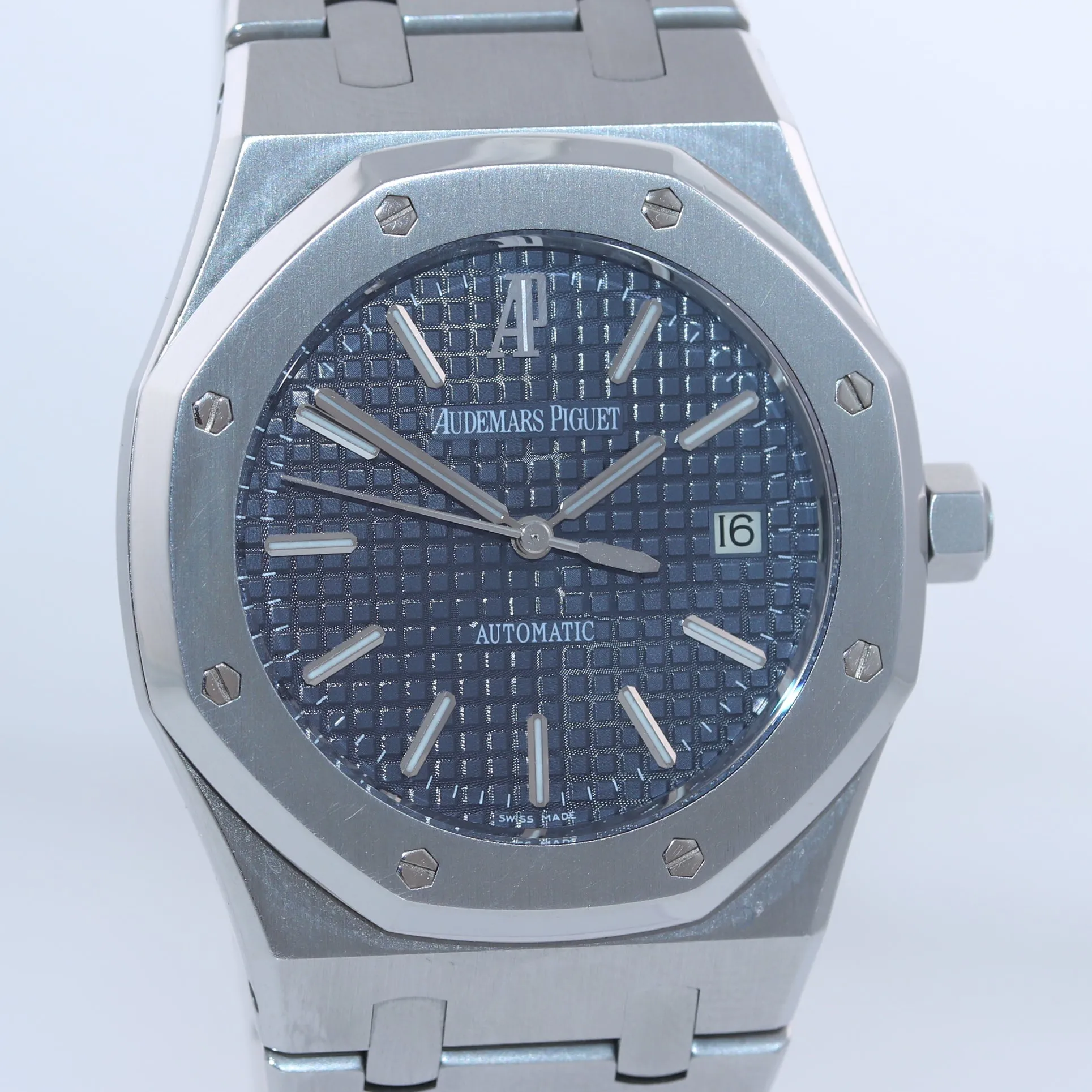 Audemars Piguet Royal Oak Blue Stick Dial 39mm Steel 15300 Date Watch Box