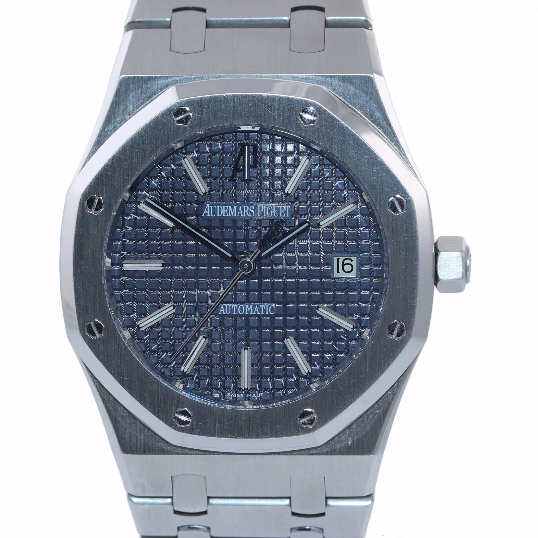 Audemars Piguet Royal Oak Blue Stick Dial 39mm Steel 15300 Date Watch Box