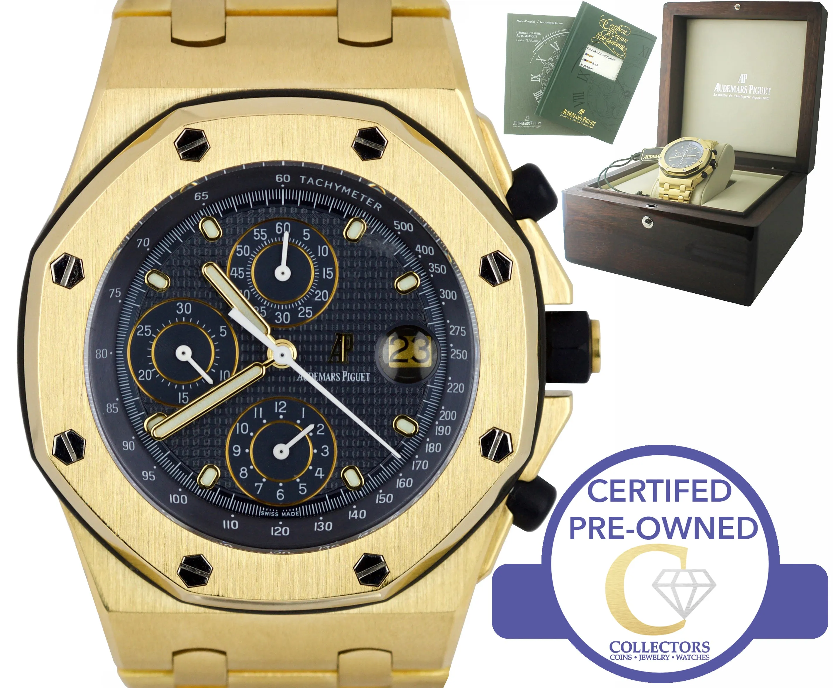 Audemars Piguet Royal Oak Offshore Yellow Gold Blue 42mm 25721BA.OO.1000BA.02.A