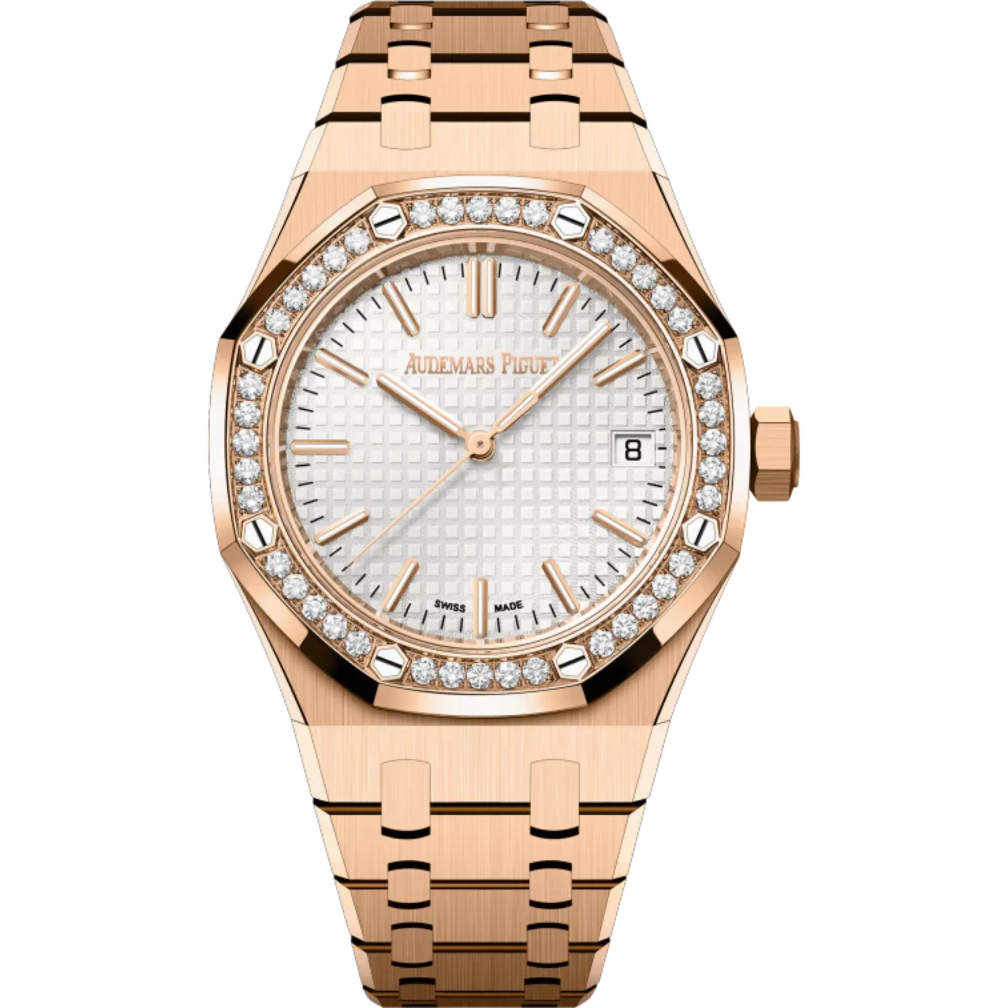 Audemars Piguet Royal Oak Ref. 15551OR.ZZ.1356OR.04 37mm Rose Gold White Dial With Diamond Bezel