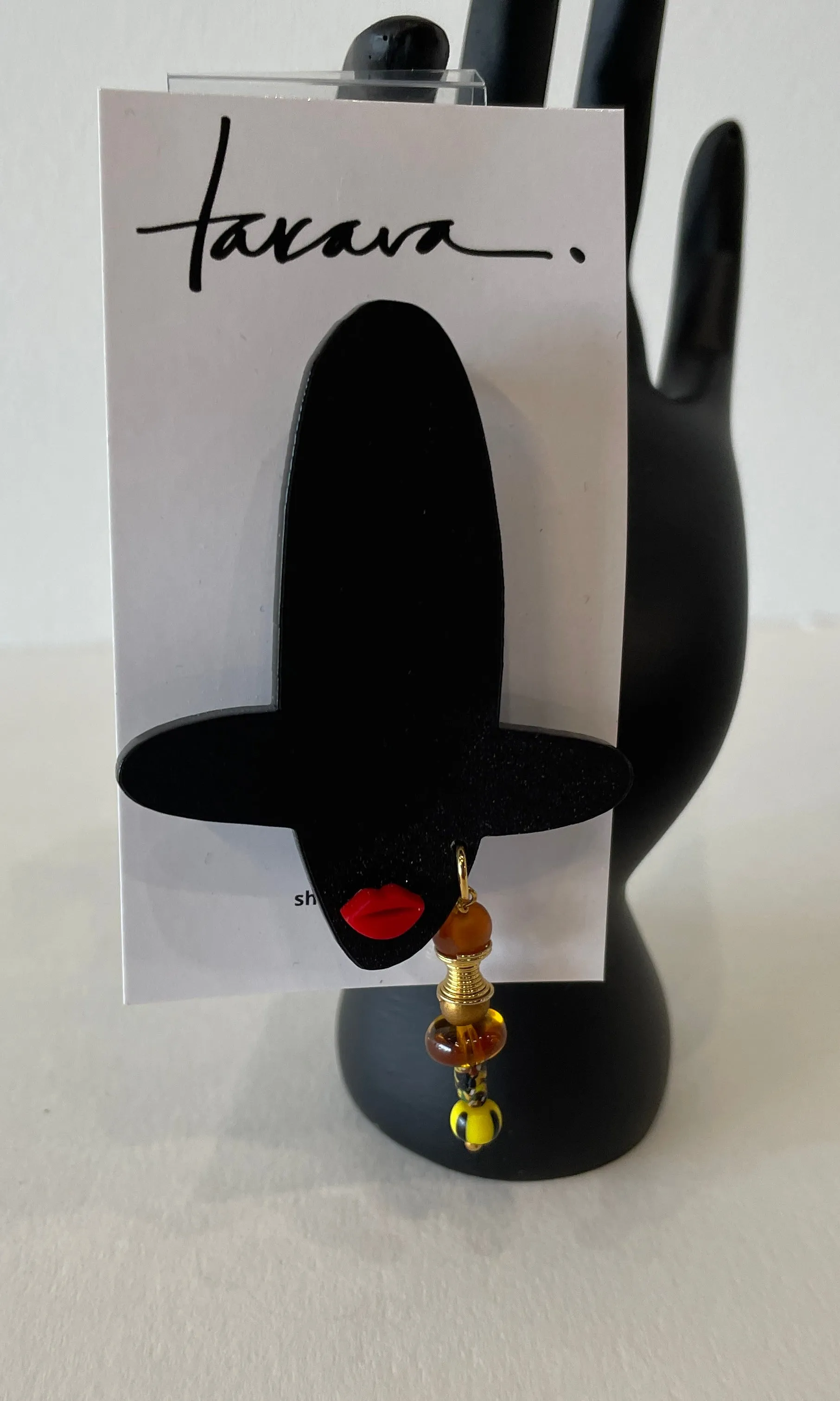 Badu Brooch by Takara (Red and Black)