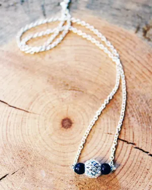Bar Necklace with Garnet
