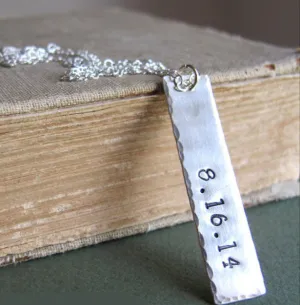Bar Pendant Necklace in Sterling Silver - Custom Pendant