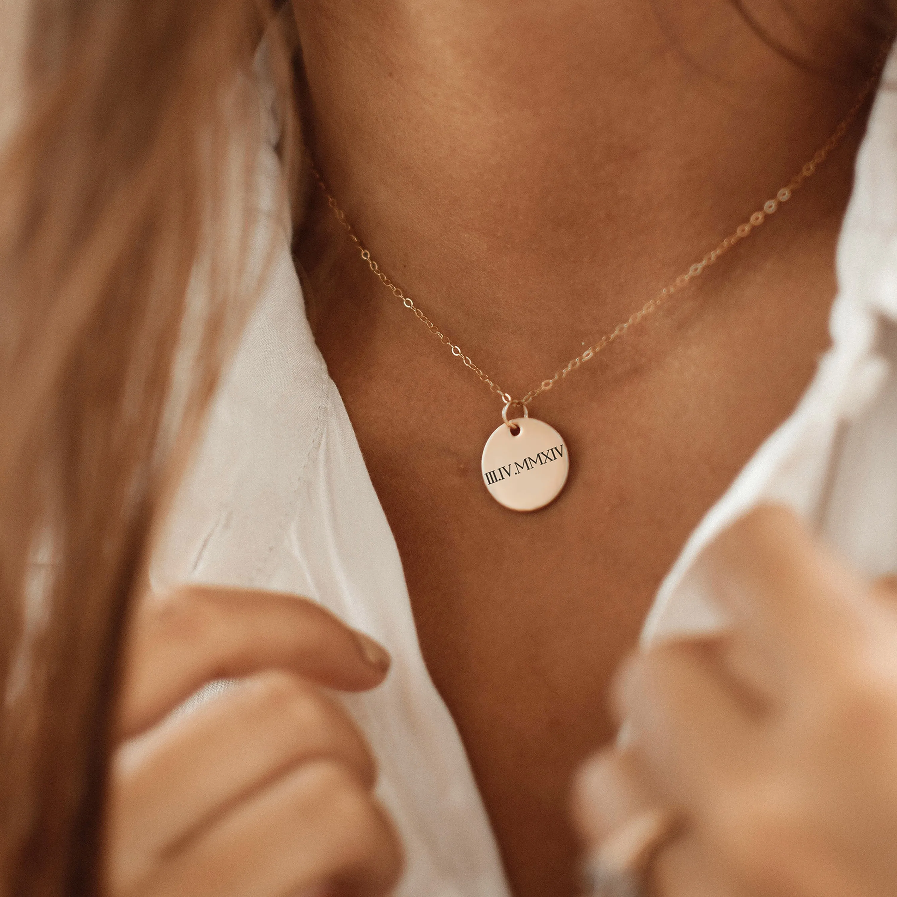 Birthday In Roman Numerals - Disc Necklace