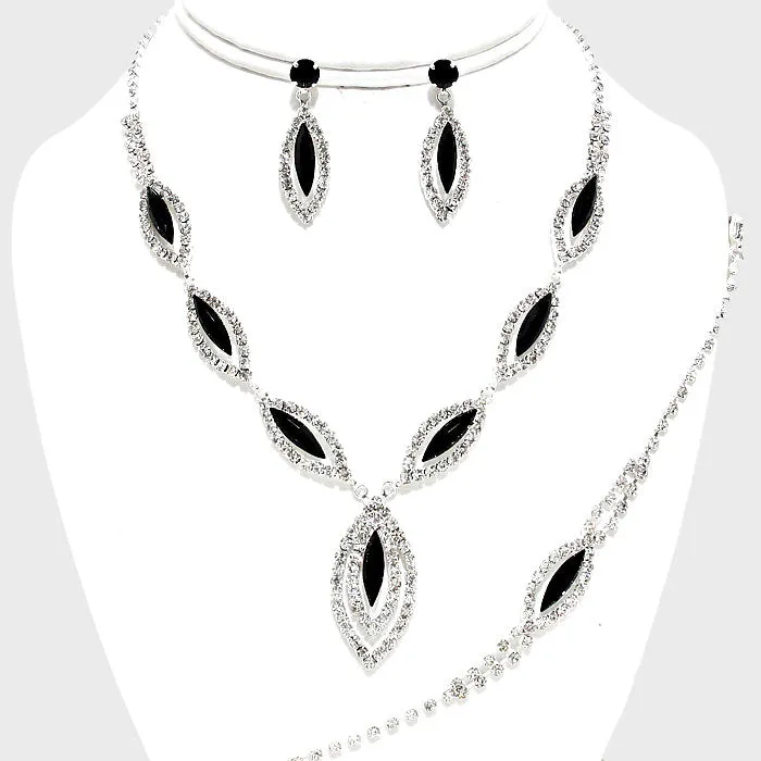 Black Rhinestone Necklace Set |132716