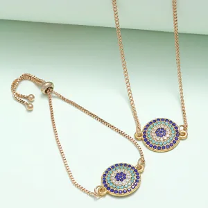 Blue Crystal Studded Evil Eye Jewel Set