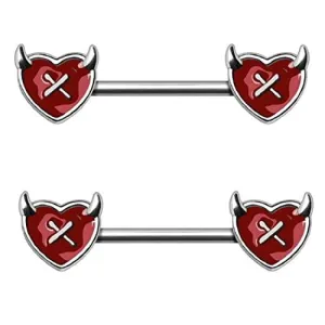 Body Accentz Nipple Rings 316L Stainless Steel Devil's Heart Nipple Bar