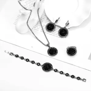 Bohemian Black Zircon Jewelry Set For Women Wedding Jewelry