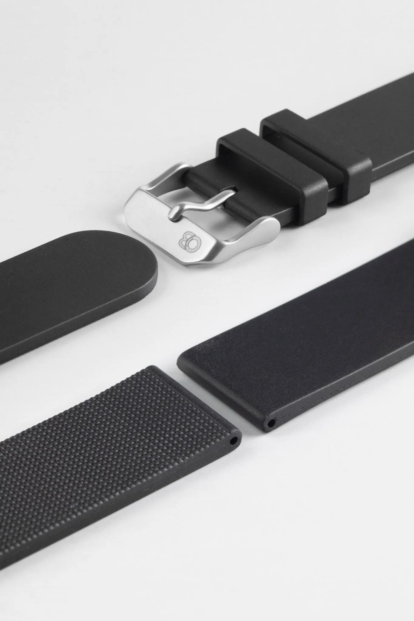 Bonetto Cinturini 270 Self-Punch Rubber Watch Strap in BLACK
