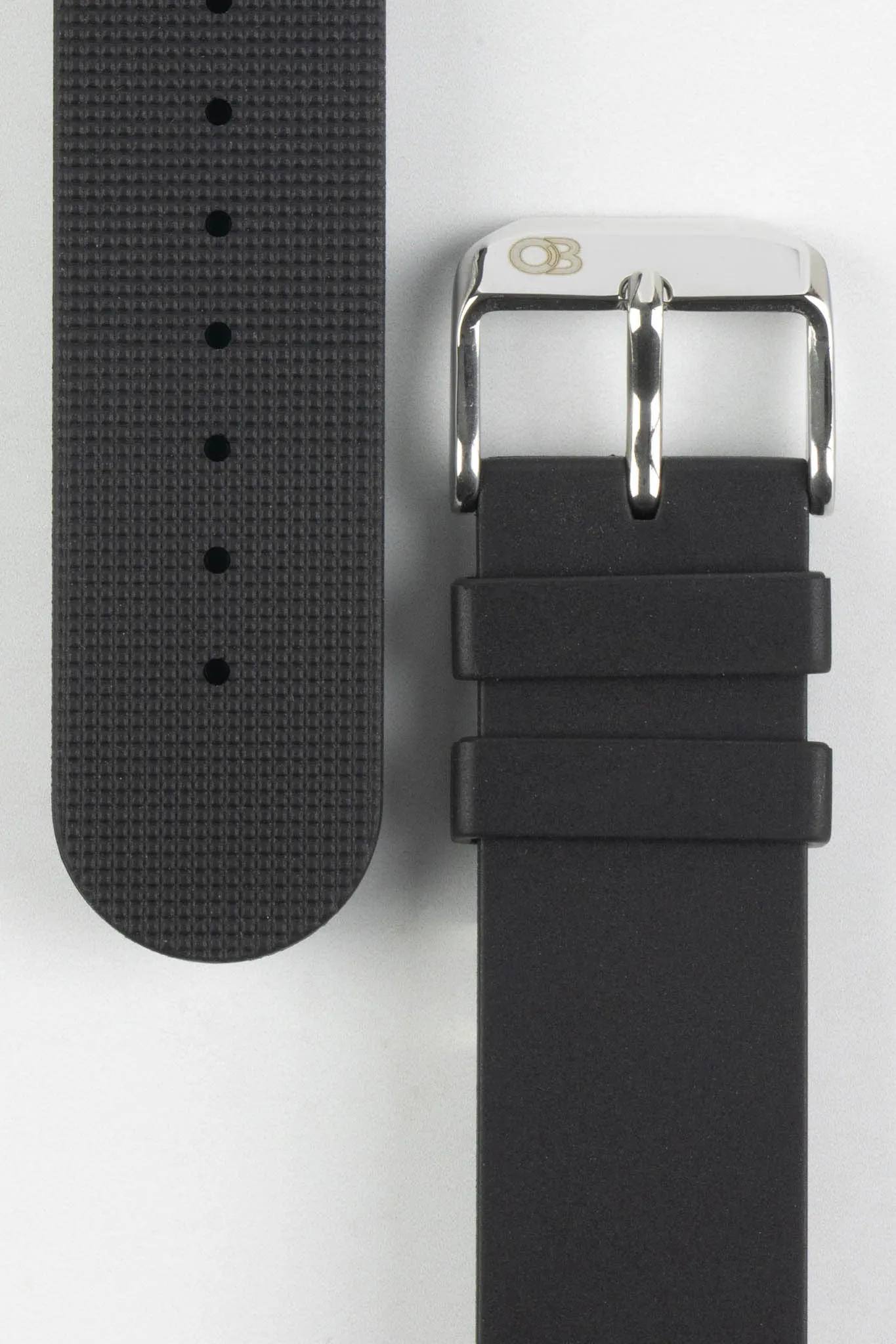 Bonetto Cinturini 270 Self-Punch Rubber Watch Strap in BLACK