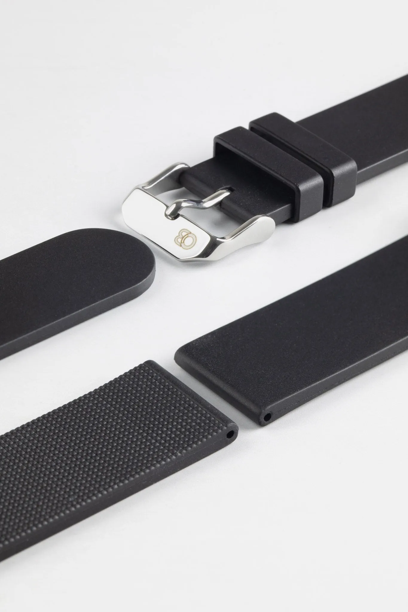 Bonetto Cinturini 270 Self-Punch Rubber Watch Strap in BLACK