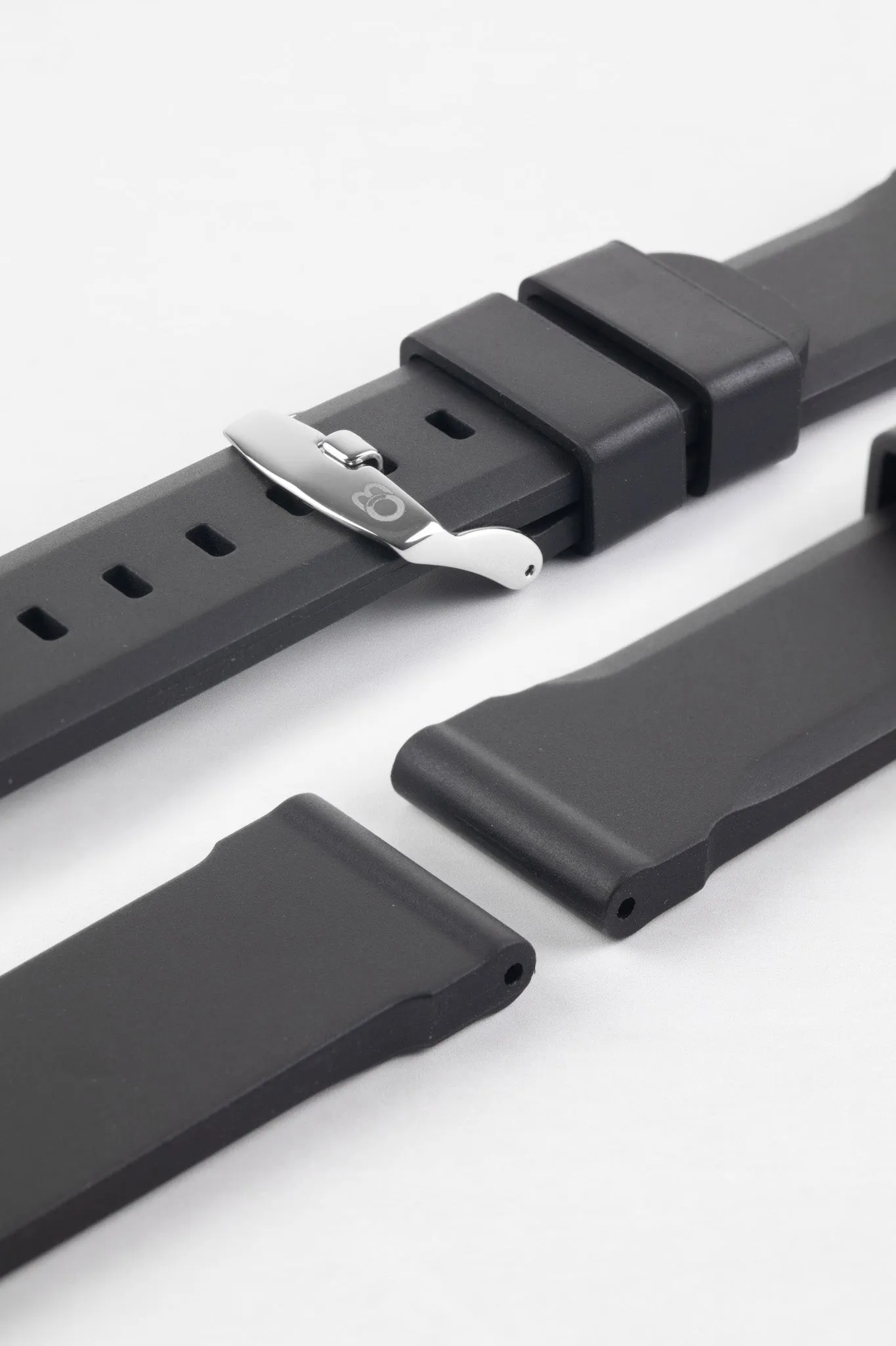 Bonetto Cinturini 317 Premium Rubber Watch Strap in BLACK