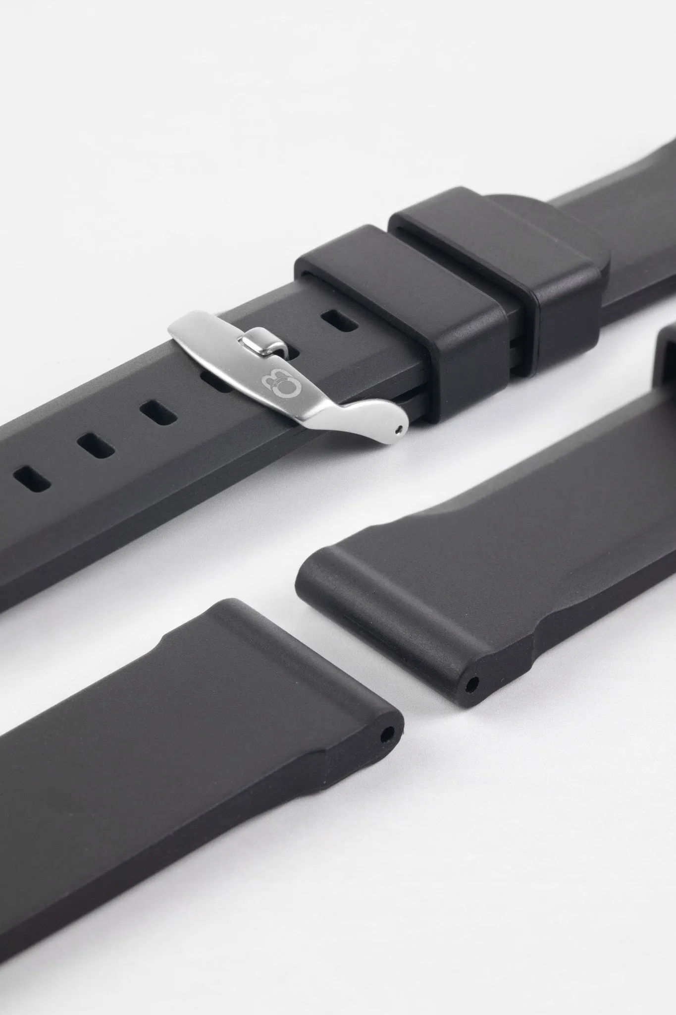 Bonetto Cinturini 317 Premium Rubber Watch Strap in BLACK