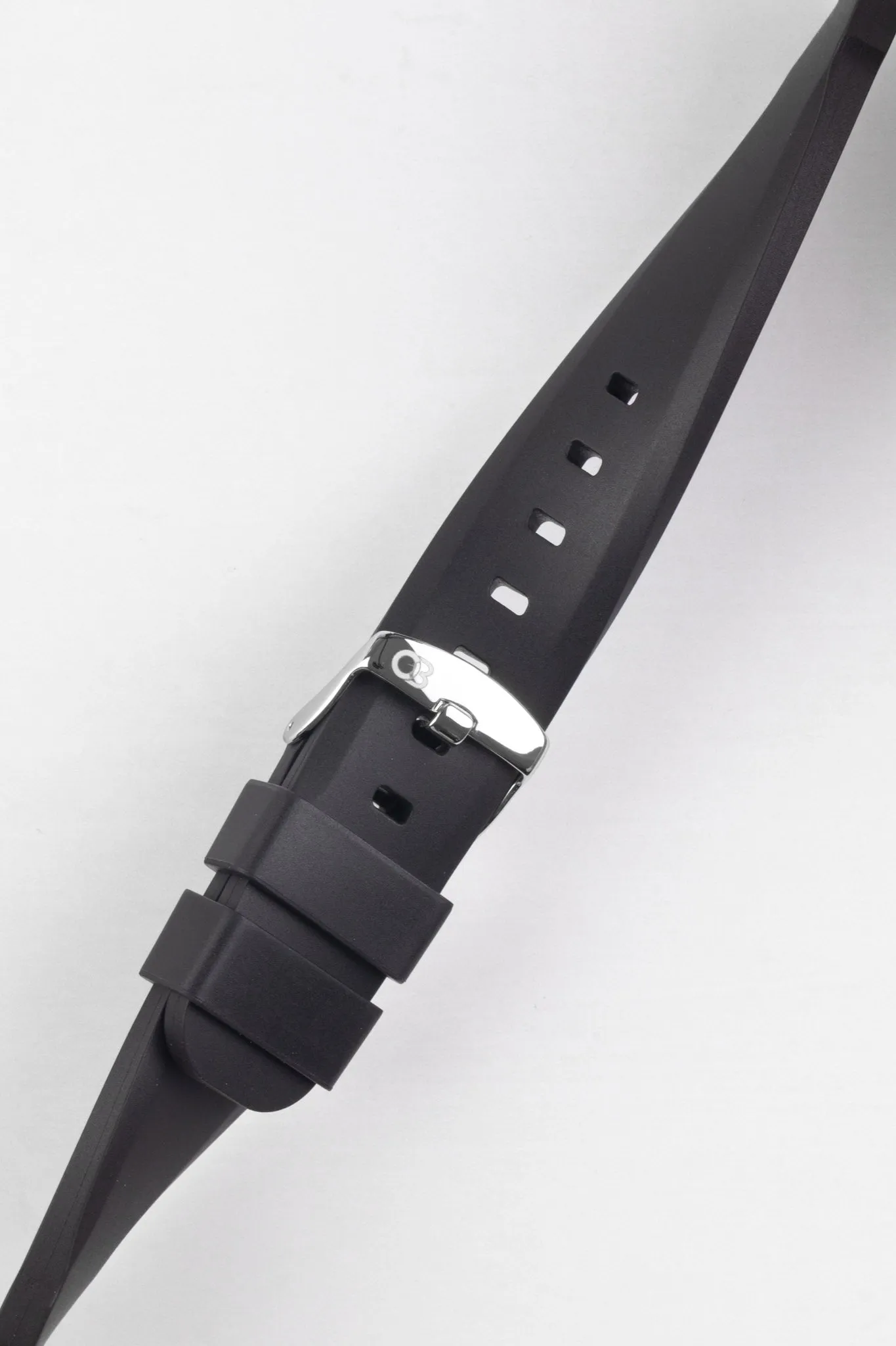 Bonetto Cinturini 317 Premium Rubber Watch Strap in BLACK