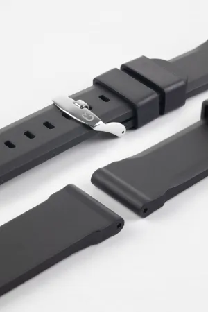 Bonetto Cinturini 317 Premium Rubber Watch Strap in BLACK