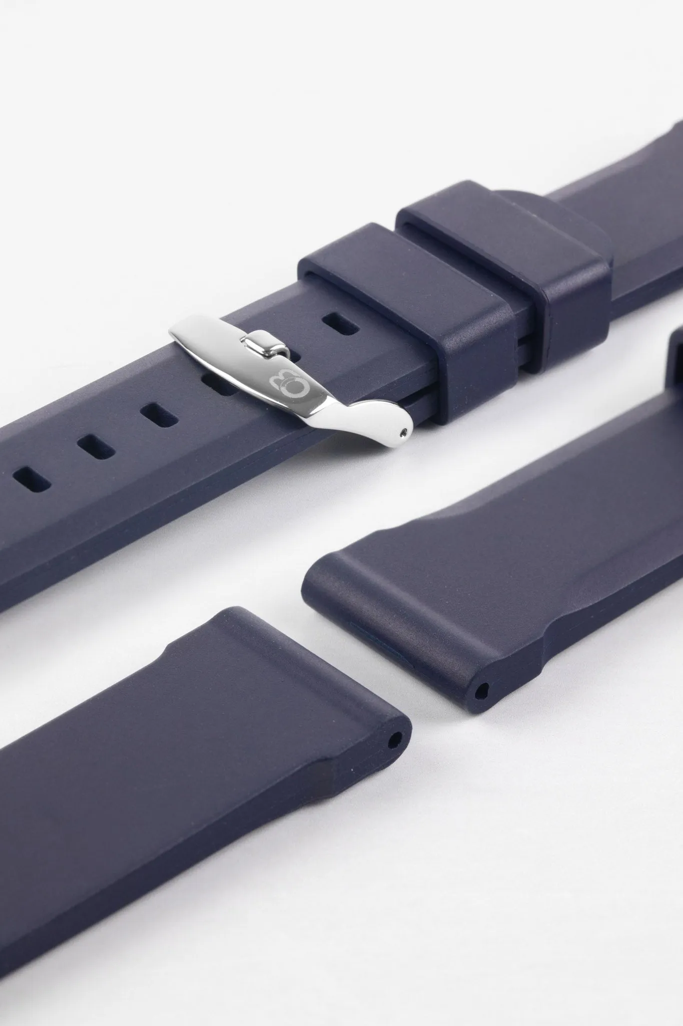 Bonetto Cinturini 317 Premium Rubber Watch Strap in DARK BLUE