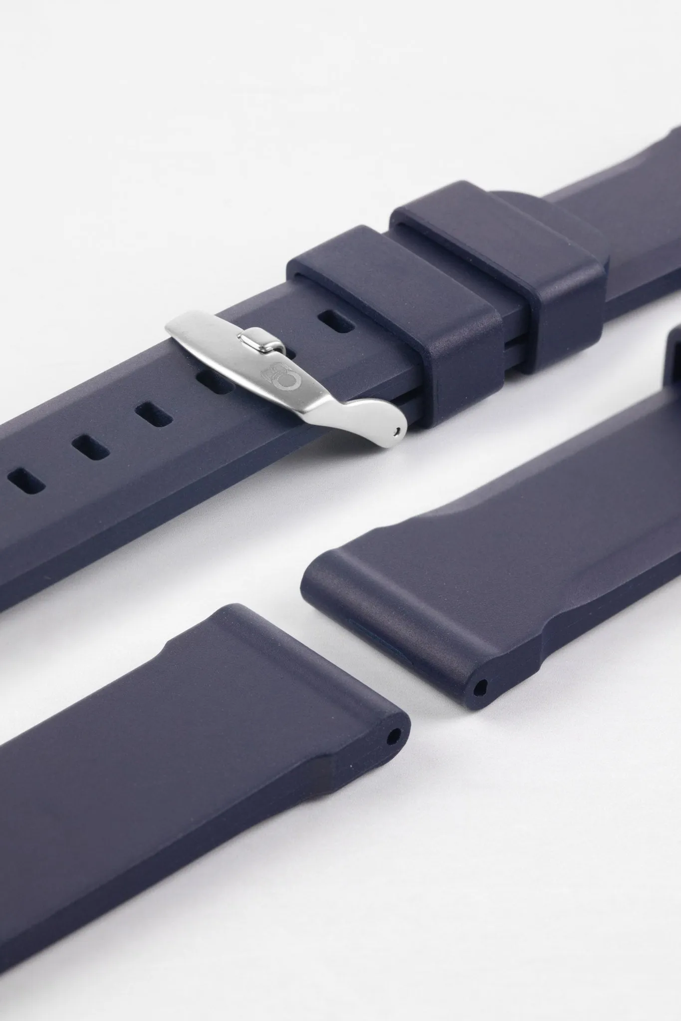 Bonetto Cinturini 317 Premium Rubber Watch Strap in DARK BLUE