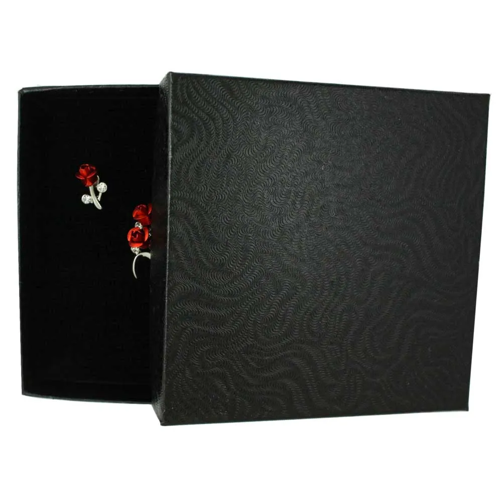 Bouquet of Red Roses Brooch Pin and Rose Earring Set - PRL105SBS