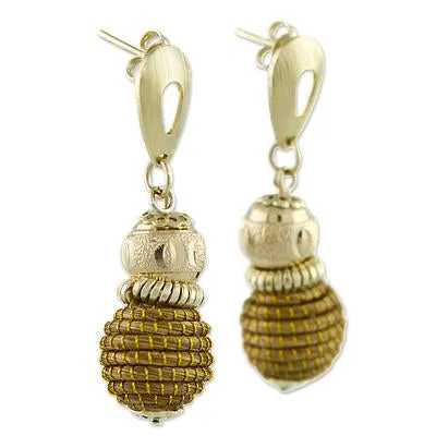 Brazilian Golden Grass 18k Gold Plated Dangle Earrings