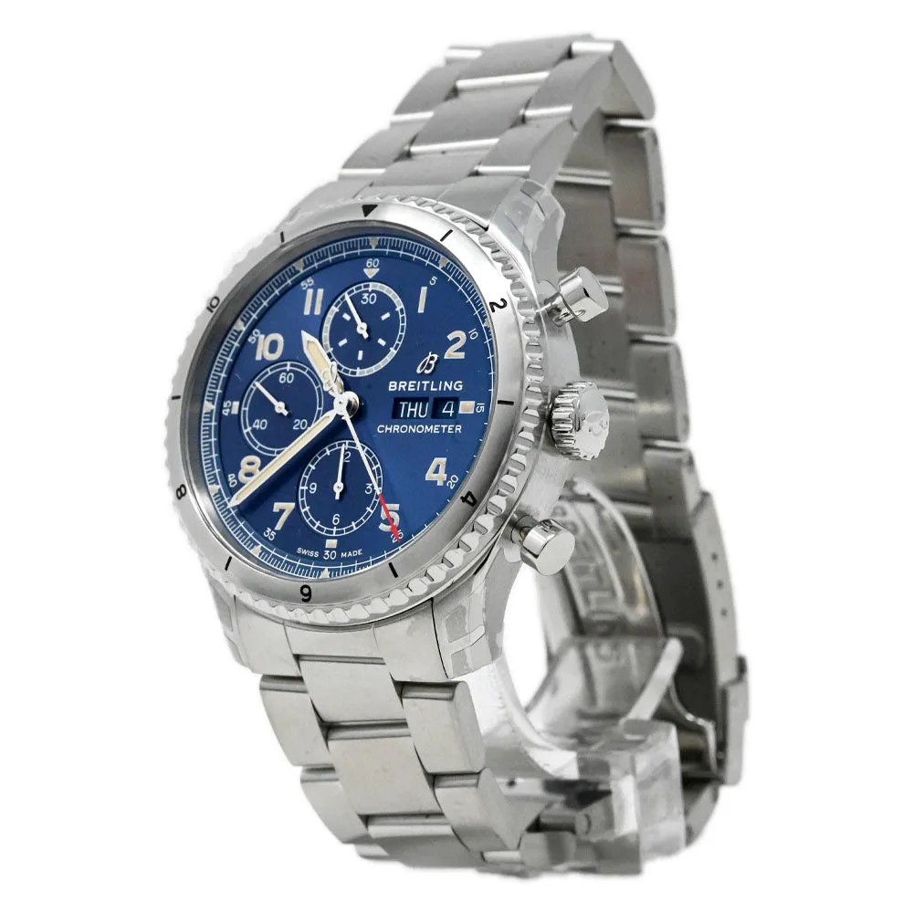 Breitling Men's Aviator 8 Stainless Steel 43mm Blue Chronograph Dial Watch Reference #: A13316