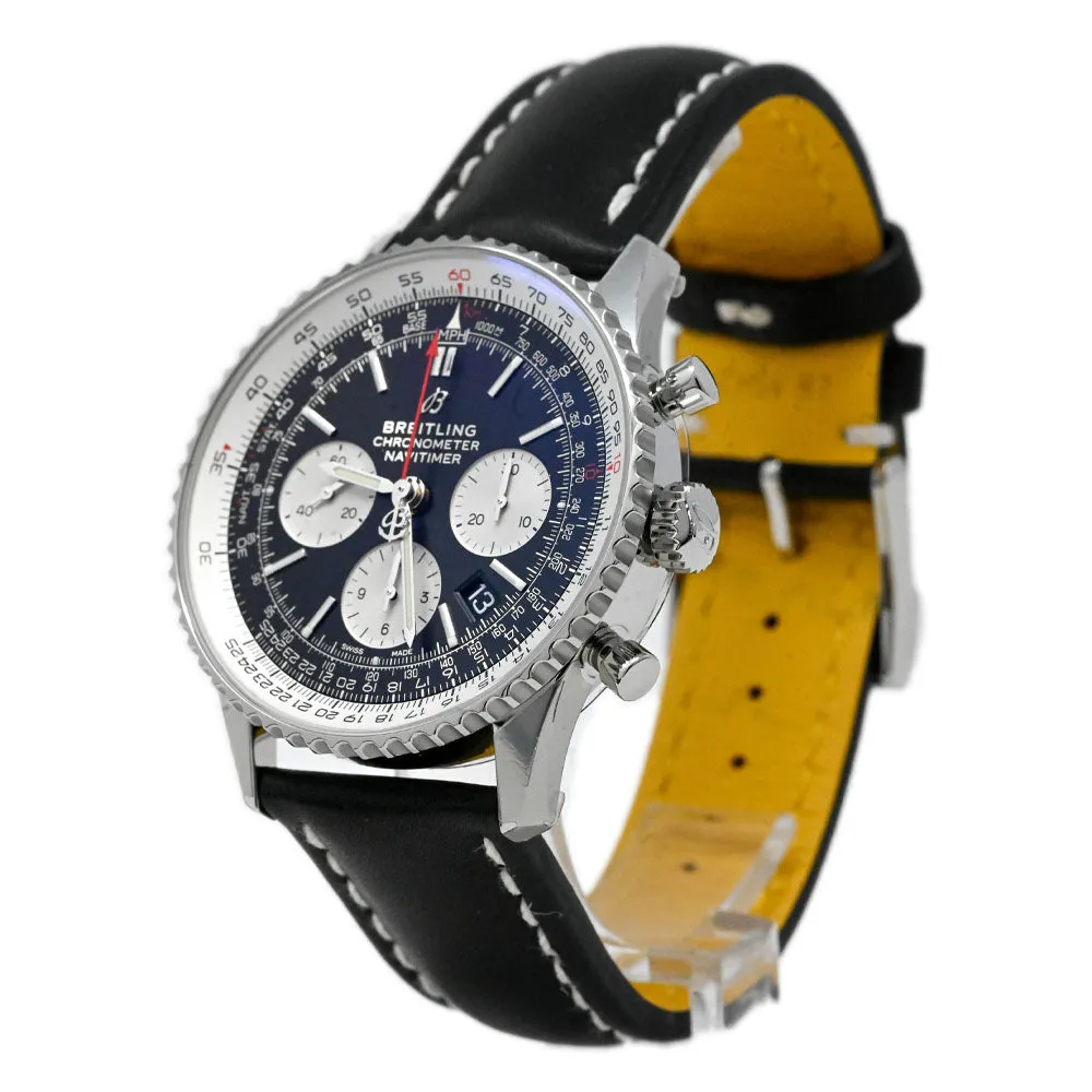 Breitling Men's Navitimer Stainless Steel 43mm Black Chronograph Dial Watch Reference #: AB0121