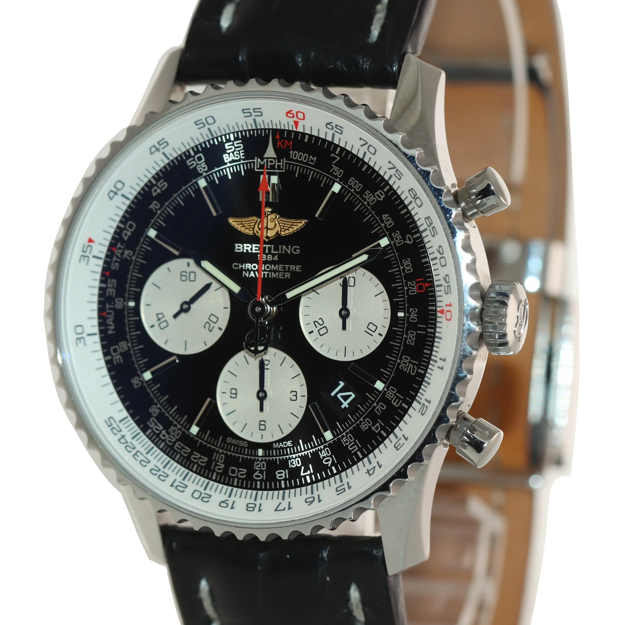 Breitling Navitimer 01 Automatic 43mm Steel Black Chronograph Watch AB012012