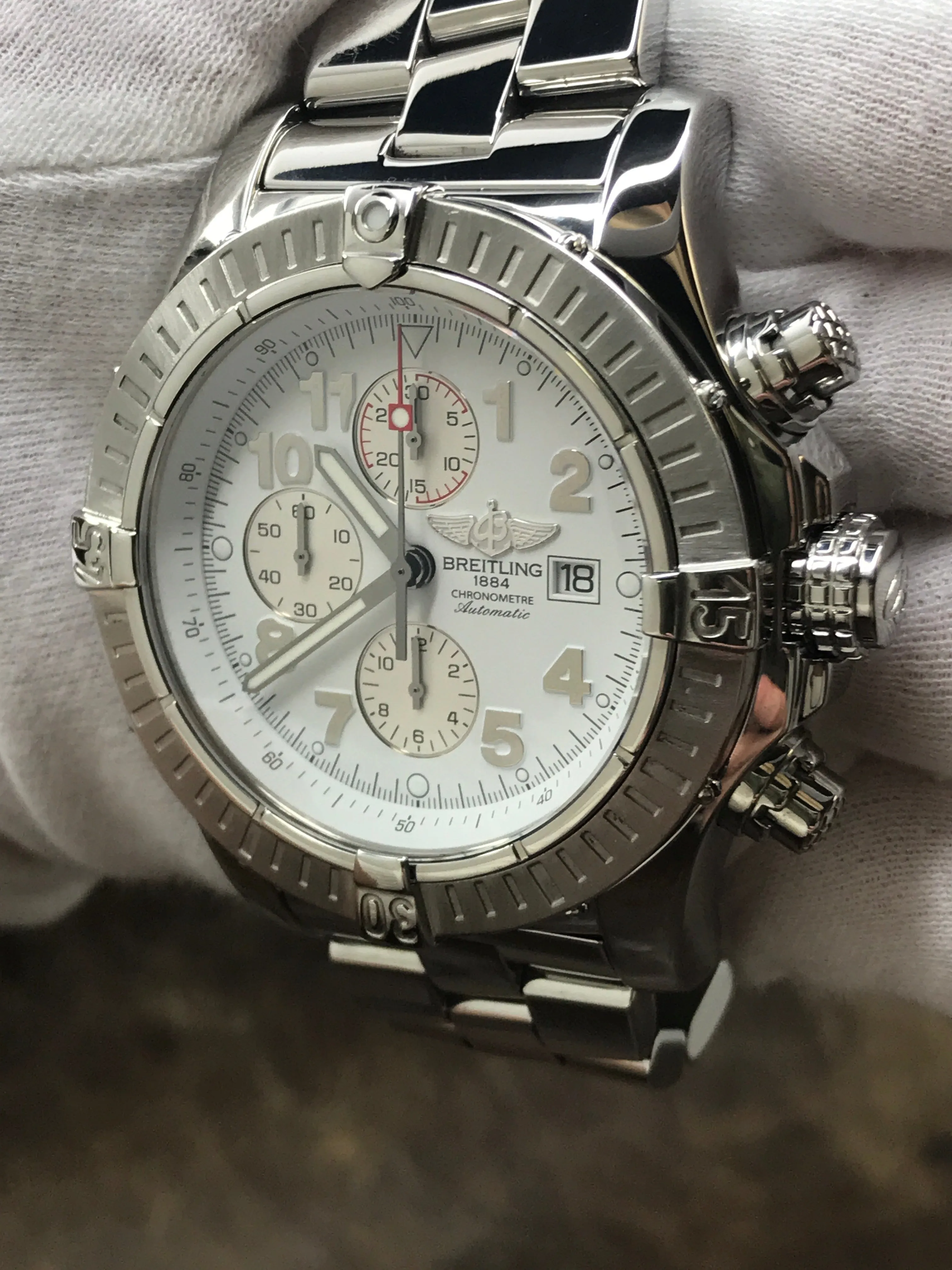 Breitling Super Avenger A13370 White Dial Automatic Men's Watch