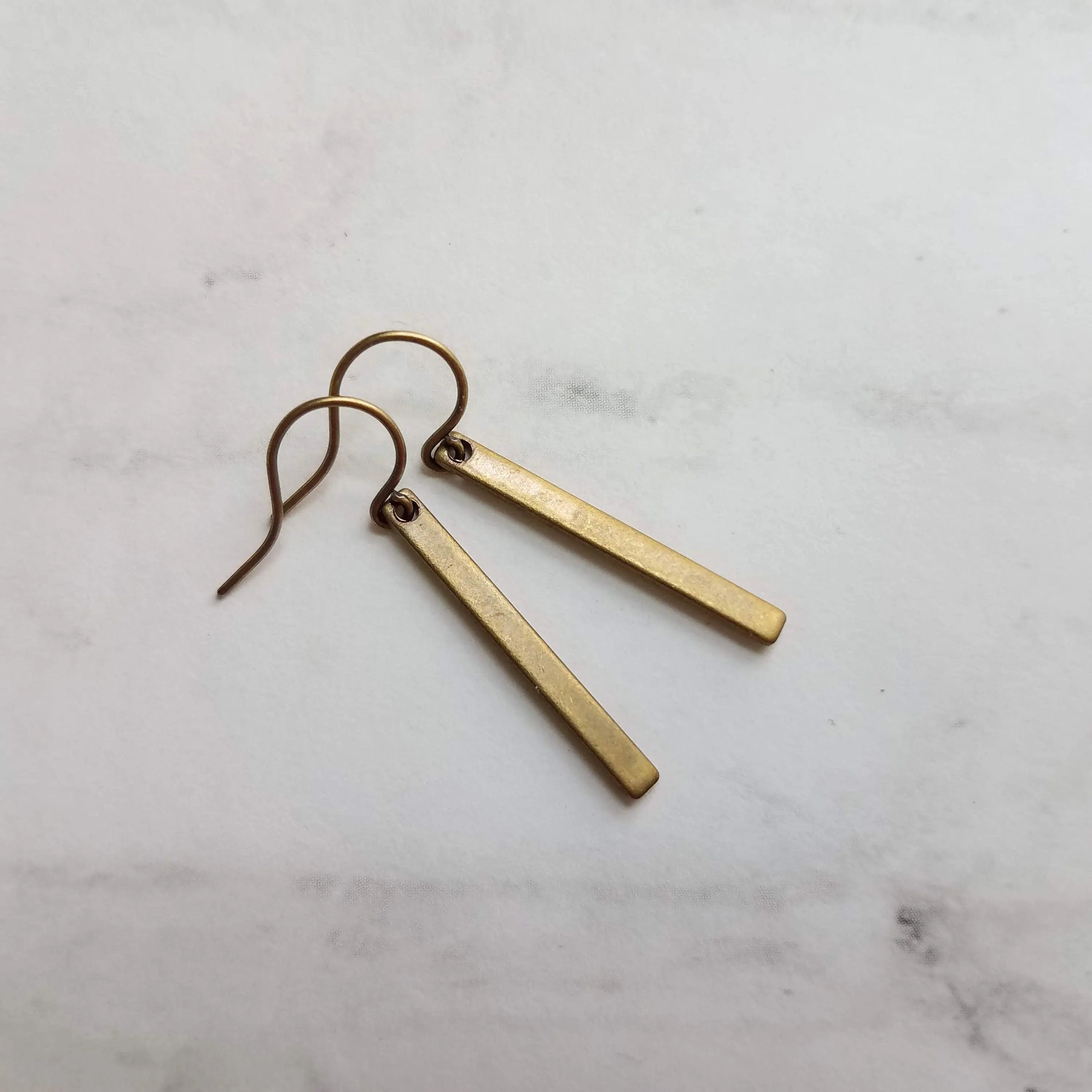 Bronze Bar Earrings, brass rectangle earring, bronze rectangle earring, flat bar earring, bar earring, stick earring, antique bronze
