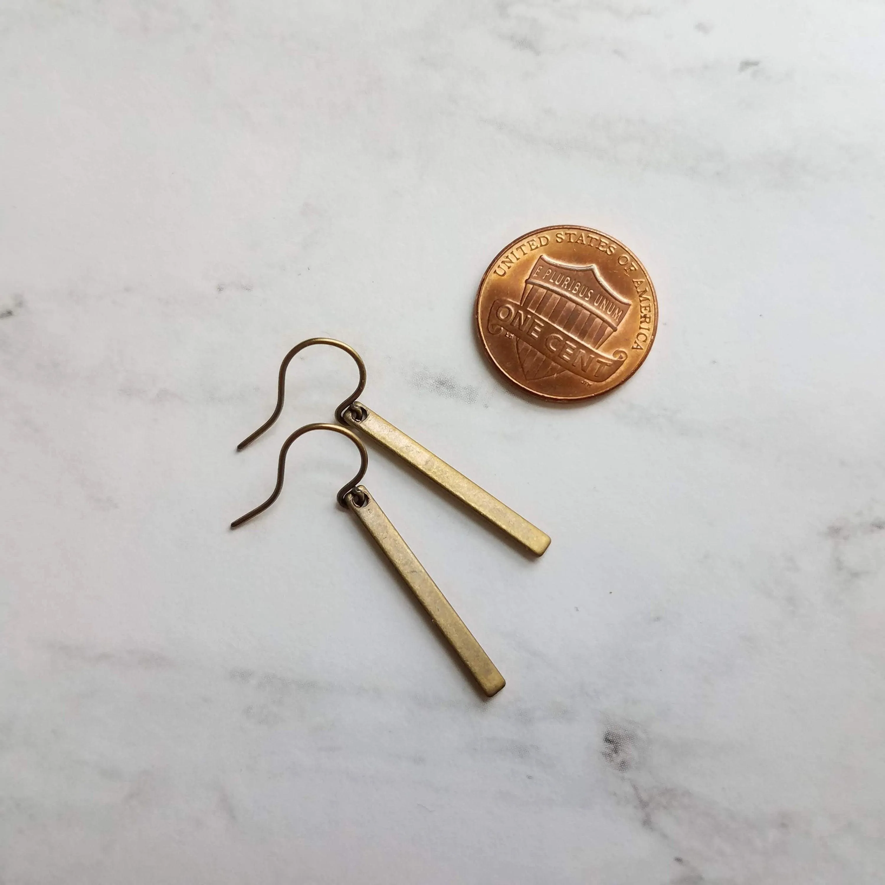 Bronze Bar Earrings, brass rectangle earring, bronze rectangle earring, flat bar earring, bar earring, stick earring, antique bronze