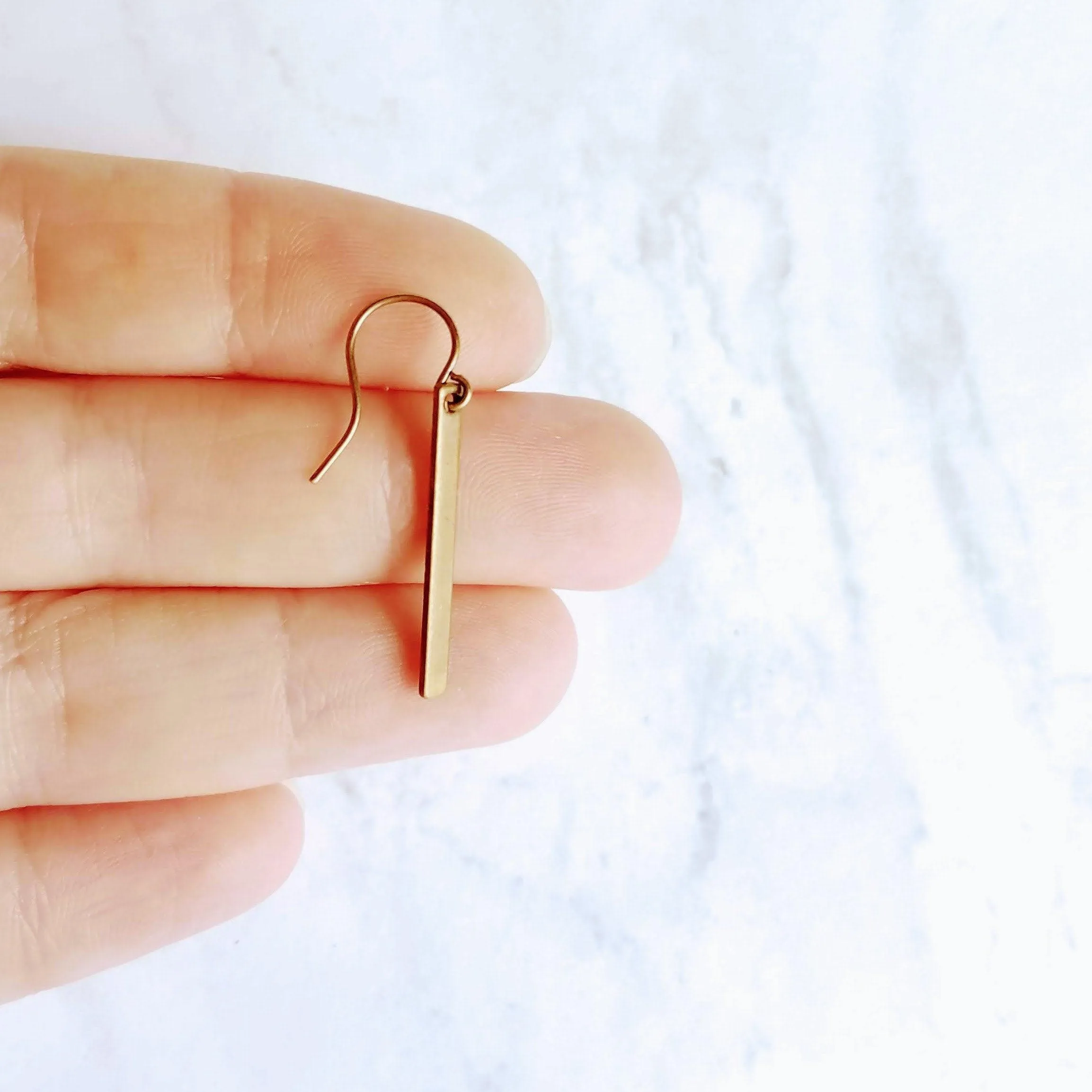 Bronze Bar Earrings, brass rectangle earring, bronze rectangle earring, flat bar earring, bar earring, stick earring, antique bronze