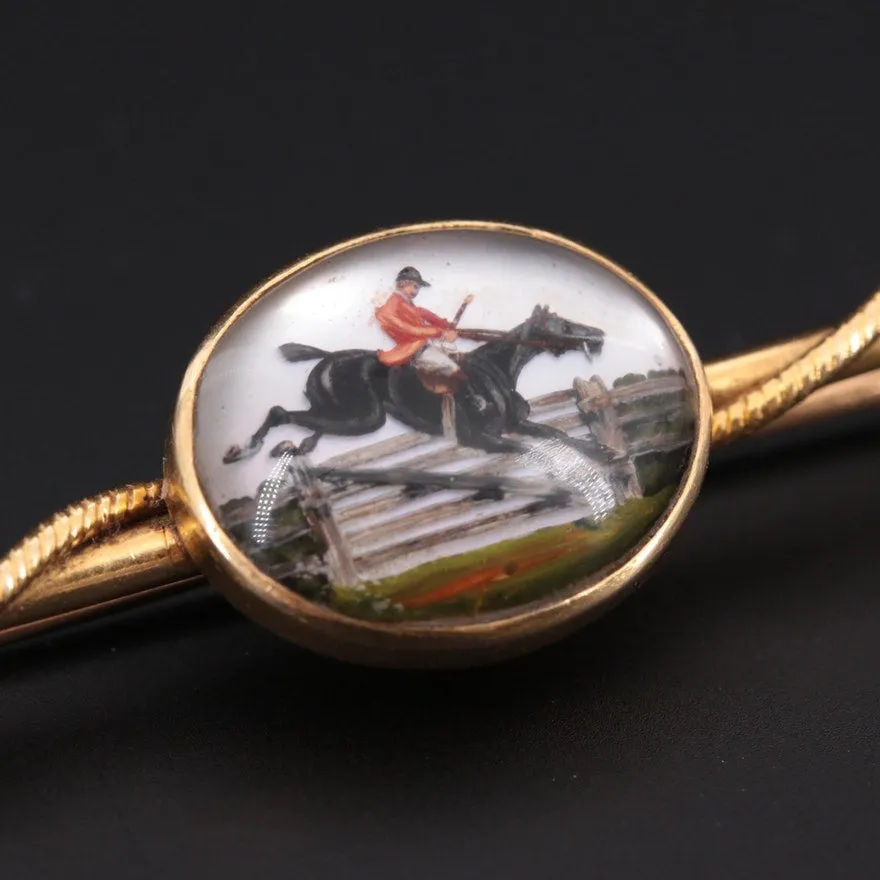 Brooch Cartier Antique 18 kt Yellow Gold and Porcelain