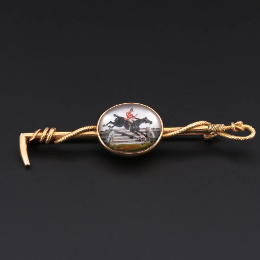 Brooch Cartier Antique 18 kt Yellow Gold and Porcelain