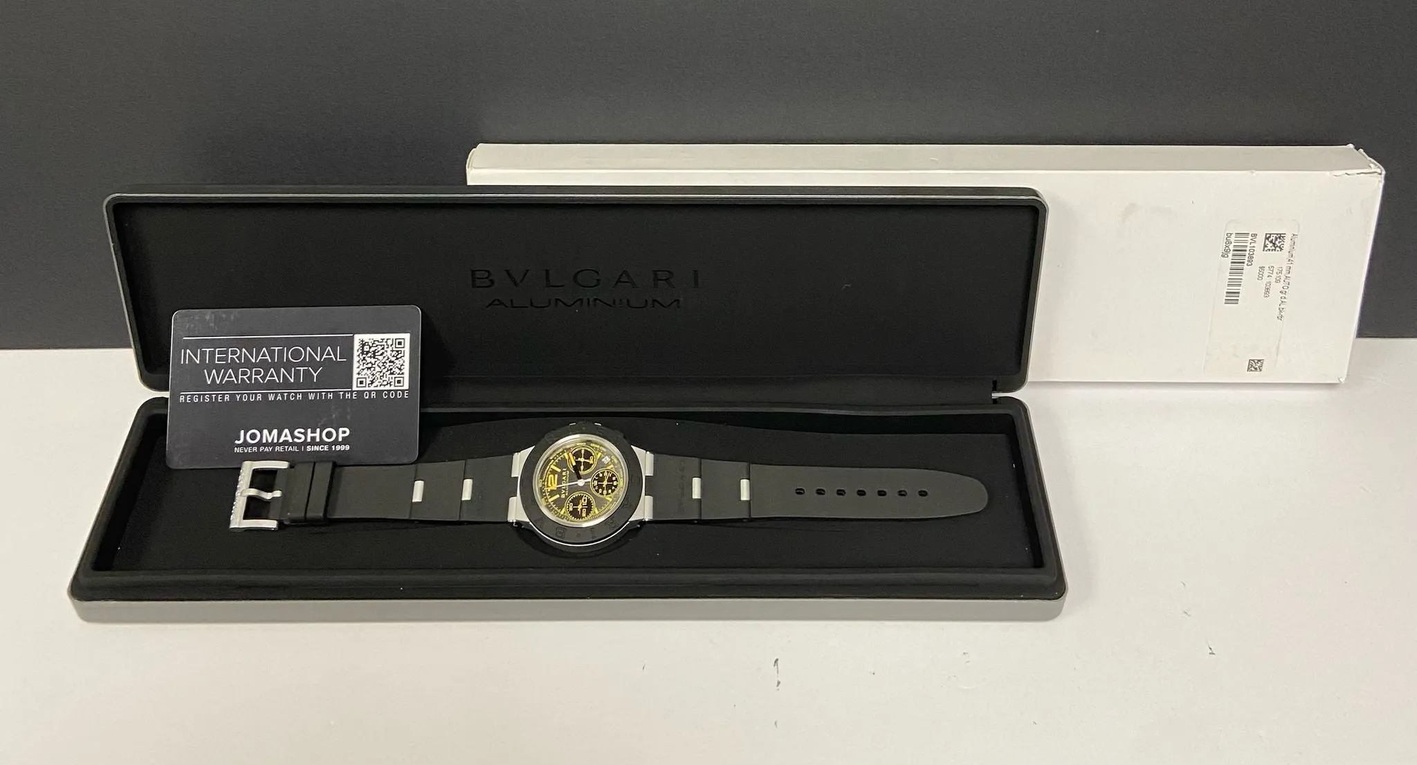 Bulgari Aluminum Chronograph 103893 Vision Gran Turismo LE BB41ATCH Black & Yellow Dial Automatic Men's Watch