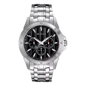 Bulova Classic Mens Chronograph Stainless Steel Black Dial Watch