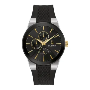 Bulova Millennia Mens Stainless Steel Black Dial Silicone Strap Watch