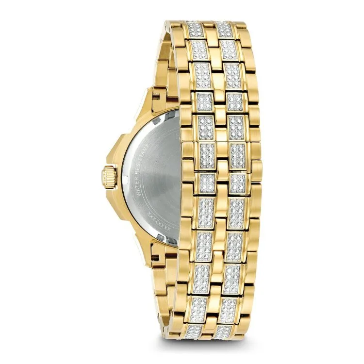 Bulova Octava Mens Chronograph Gold Tone Crystal Watch