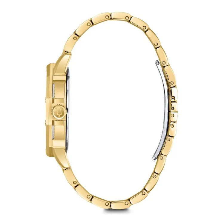 Bulova Octava Mens Chronograph Gold Tone Crystal Watch