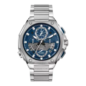 Bulova Precisionist Mens Chronograph Stainless Steel Blue Dial Watch