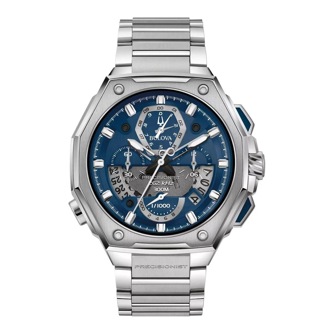 Bulova Precisionist Mens Chronograph Stainless Steel Blue Dial Watch