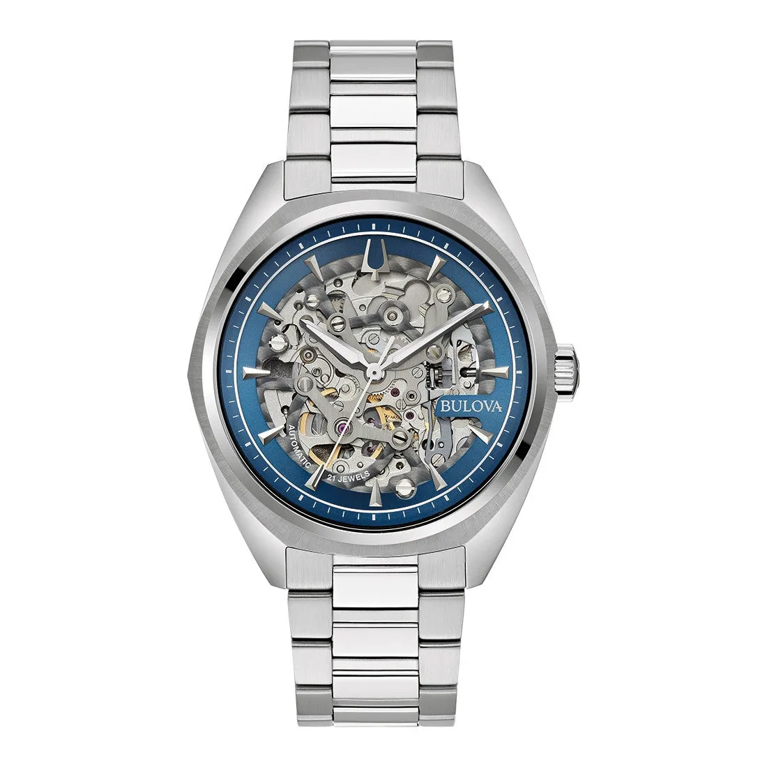 Bulova Surveyor Automatic Mens Stainless Steel Blue Dial Watch