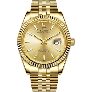 BUREI Men's Automatic Watch Analog Dial with Date Window Sapphire Crystal Stainless Steel Band and Case