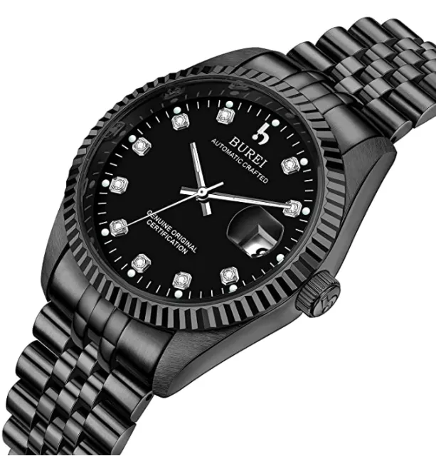 BUREI Men's Luxury Automatic Watch Two Tones Stainless Steel Dress Wrist Watches Self-Winding