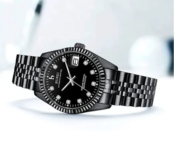 BUREI Men's Luxury Automatic Watch Two Tones Stainless Steel Dress Wrist Watches Self-Winding