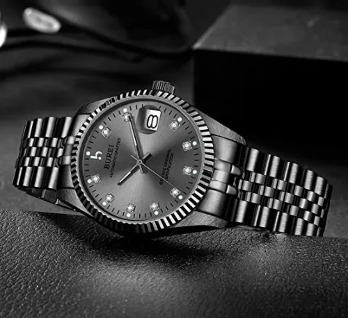 BUREI Men's Luxury Automatic Watch Two Tones Stainless Steel Dress Wrist Watches Self-Winding