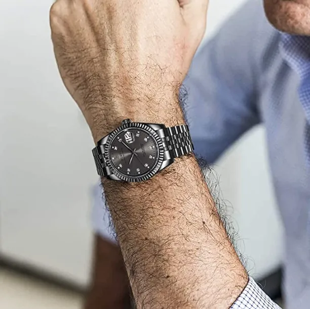 BUREI Men's Luxury Automatic Watch Two Tones Stainless Steel Dress Wrist Watches Self-Winding