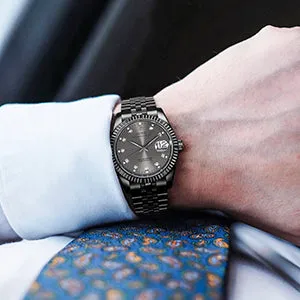 BUREI Men's Luxury Automatic Watch Two Tones Stainless Steel Dress Wrist Watches Self-Winding