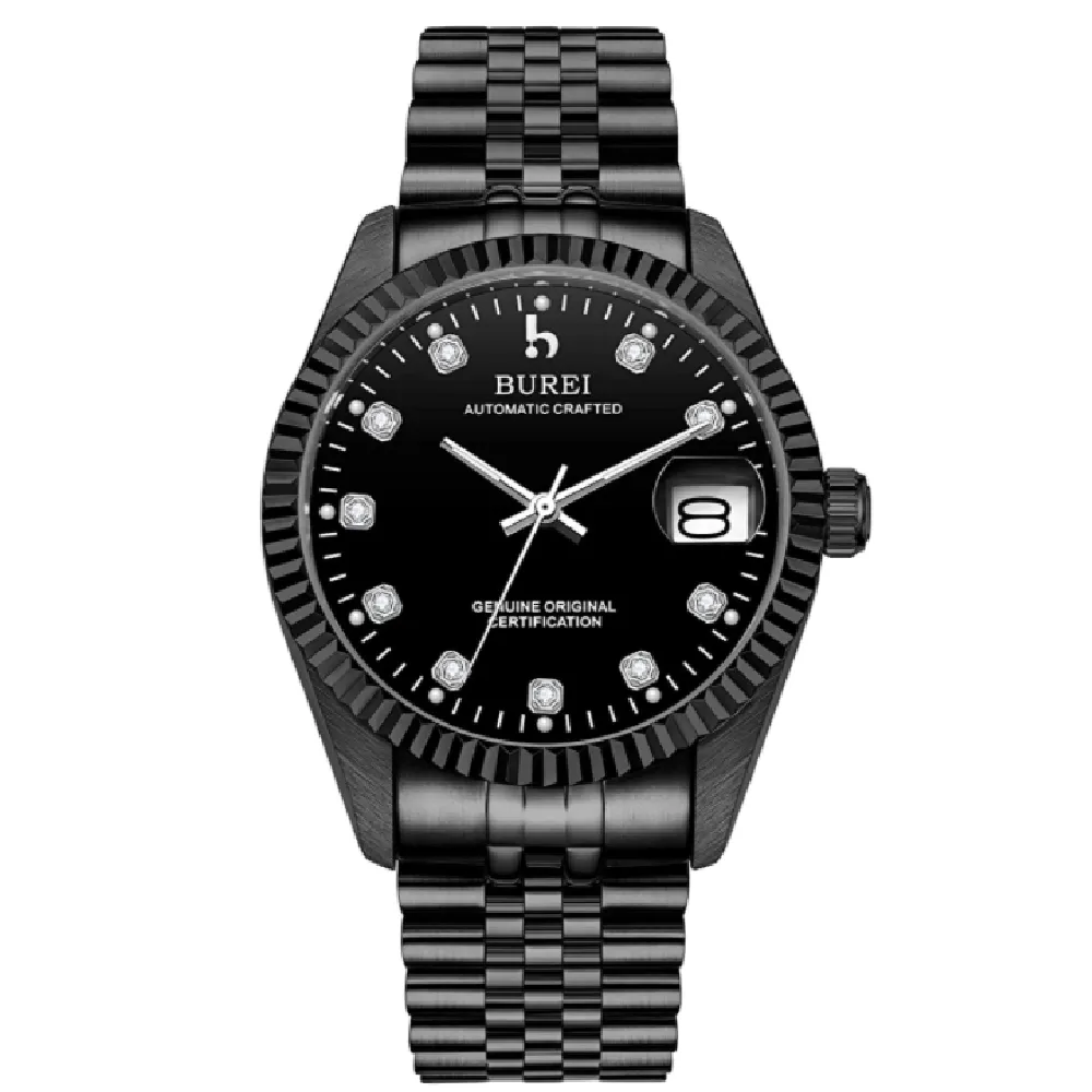 BUREI Men's Luxury Automatic Watch Two Tones Stainless Steel Dress Wrist Watches Self-Winding
