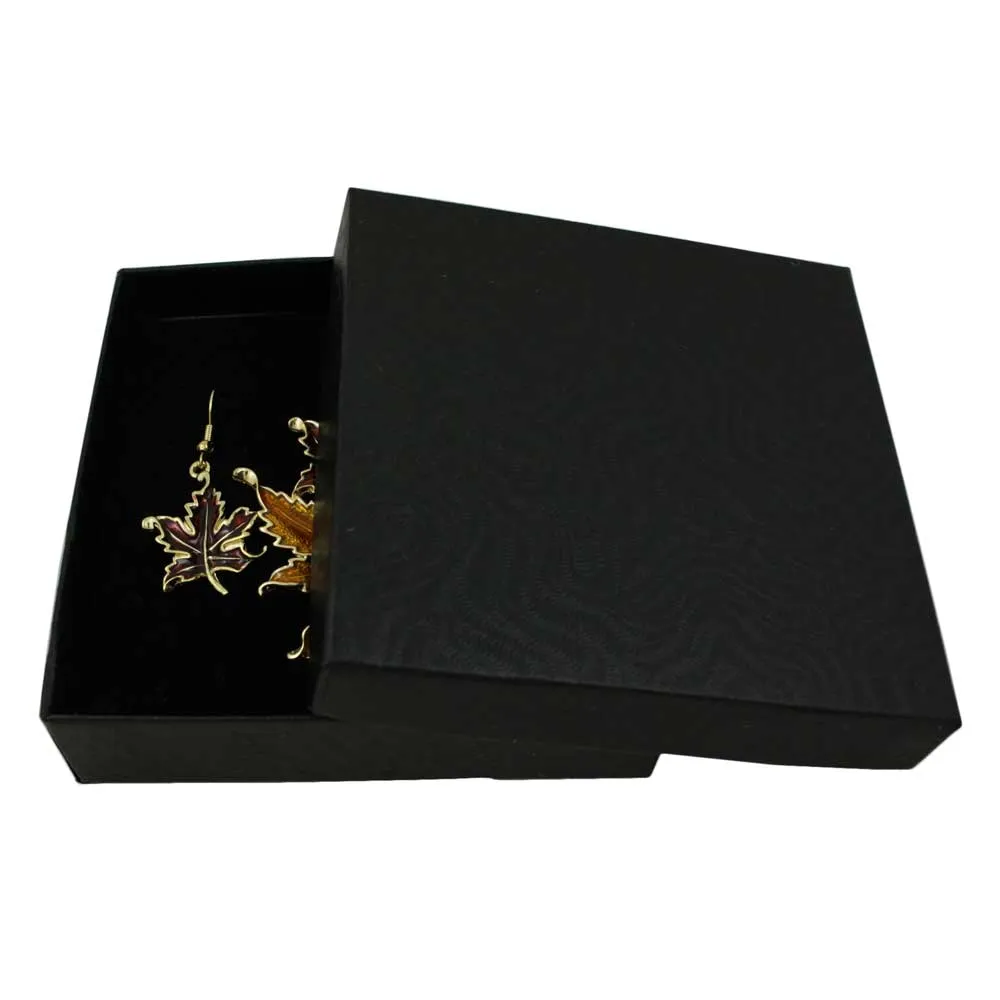 Burgundy and Gold Maple Leaves Pin and Earring Set - PRL341BSB